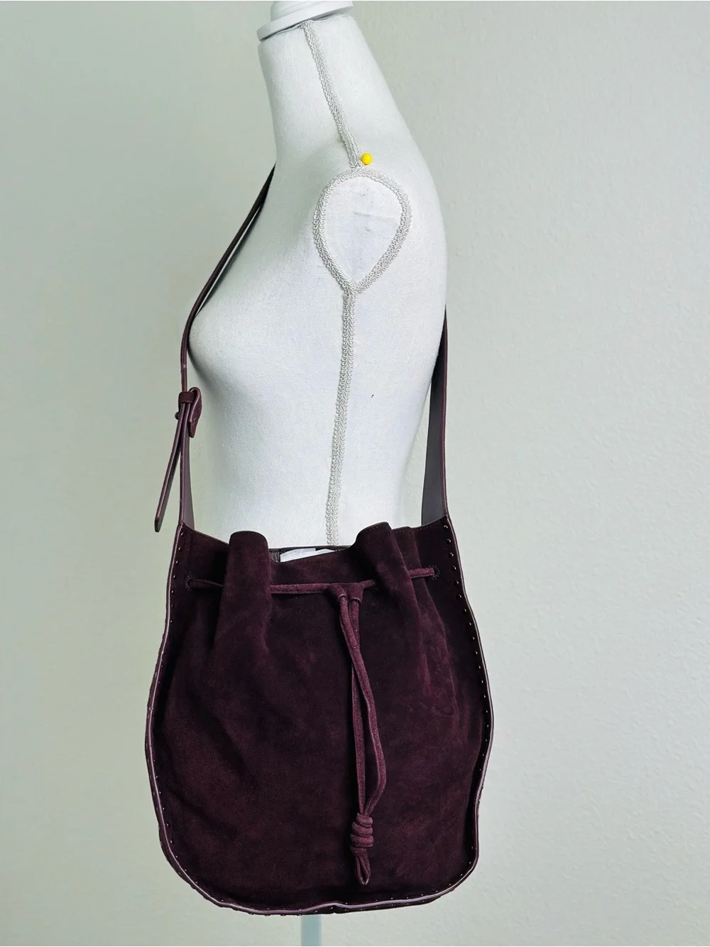 Rebecca Minkoff Nanine Suede Drawstring Shoulder/Crossbody Bag - Deep Plum